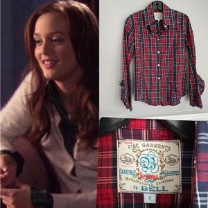 Fine Garments by Bell Gossip Girl Blair Waldorf Checkered Plaid Pleated Shirt